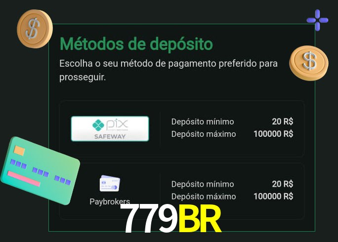 O cassino 779BR oferece uma grande variedade de métodos de pagamento